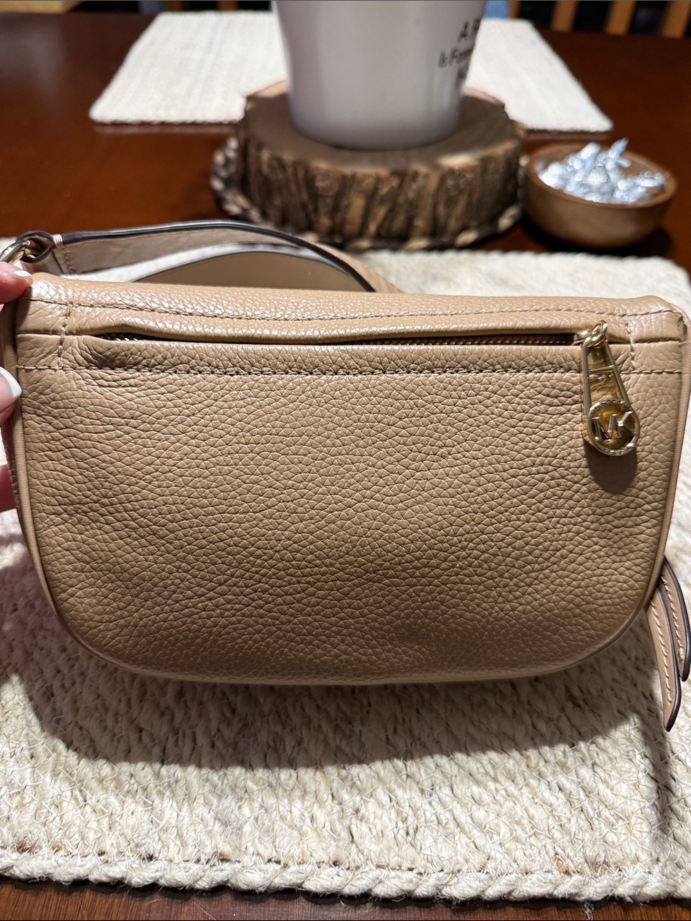 Michael Kors Beige/Tan Pebbled Leather Crossbody Belt Bag - Picture 4 of 9